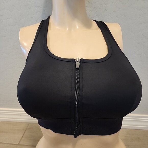 Amoena Mastectomy Bra M Black Zipper 44070 Wireless Front Closure - Picture 1 of 3